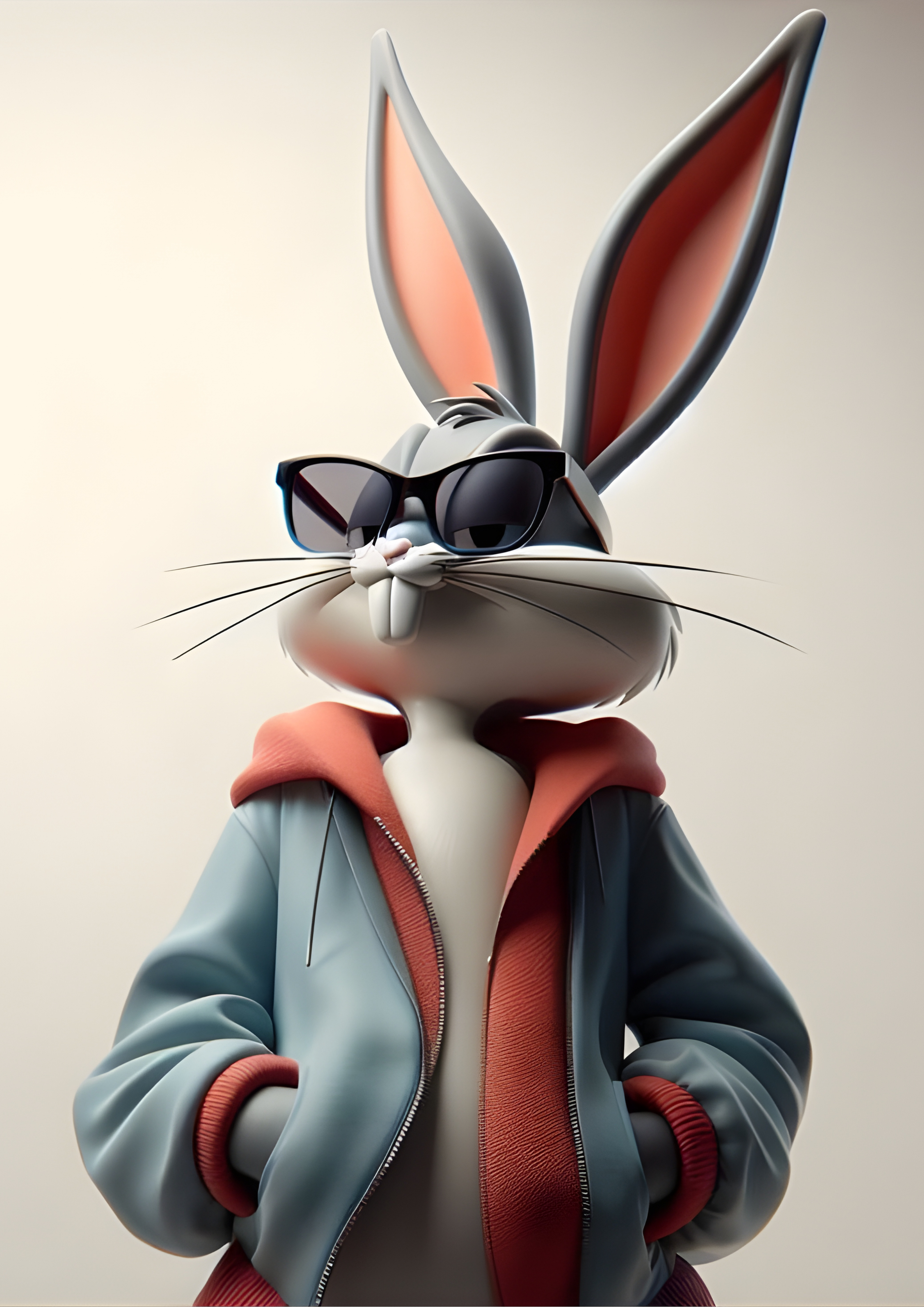 Cool Rabbit in Zipper Jacket