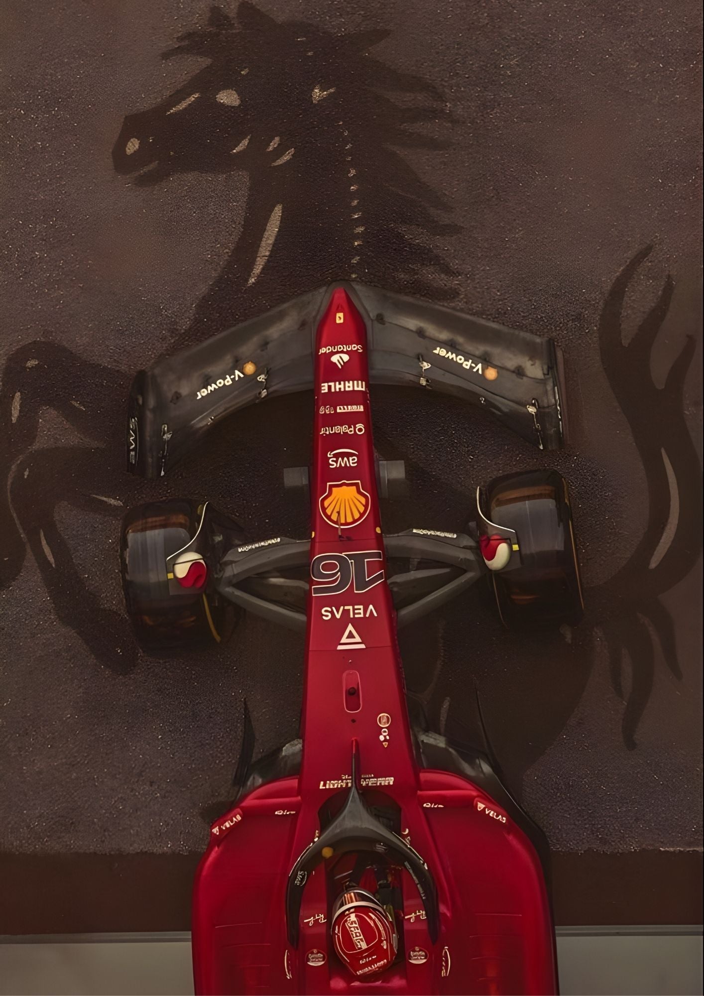 Ferrari Car & Horse Shadow Poster