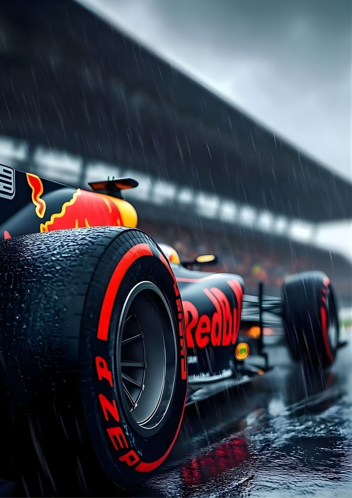 Red Bull Racing Car Rain Art