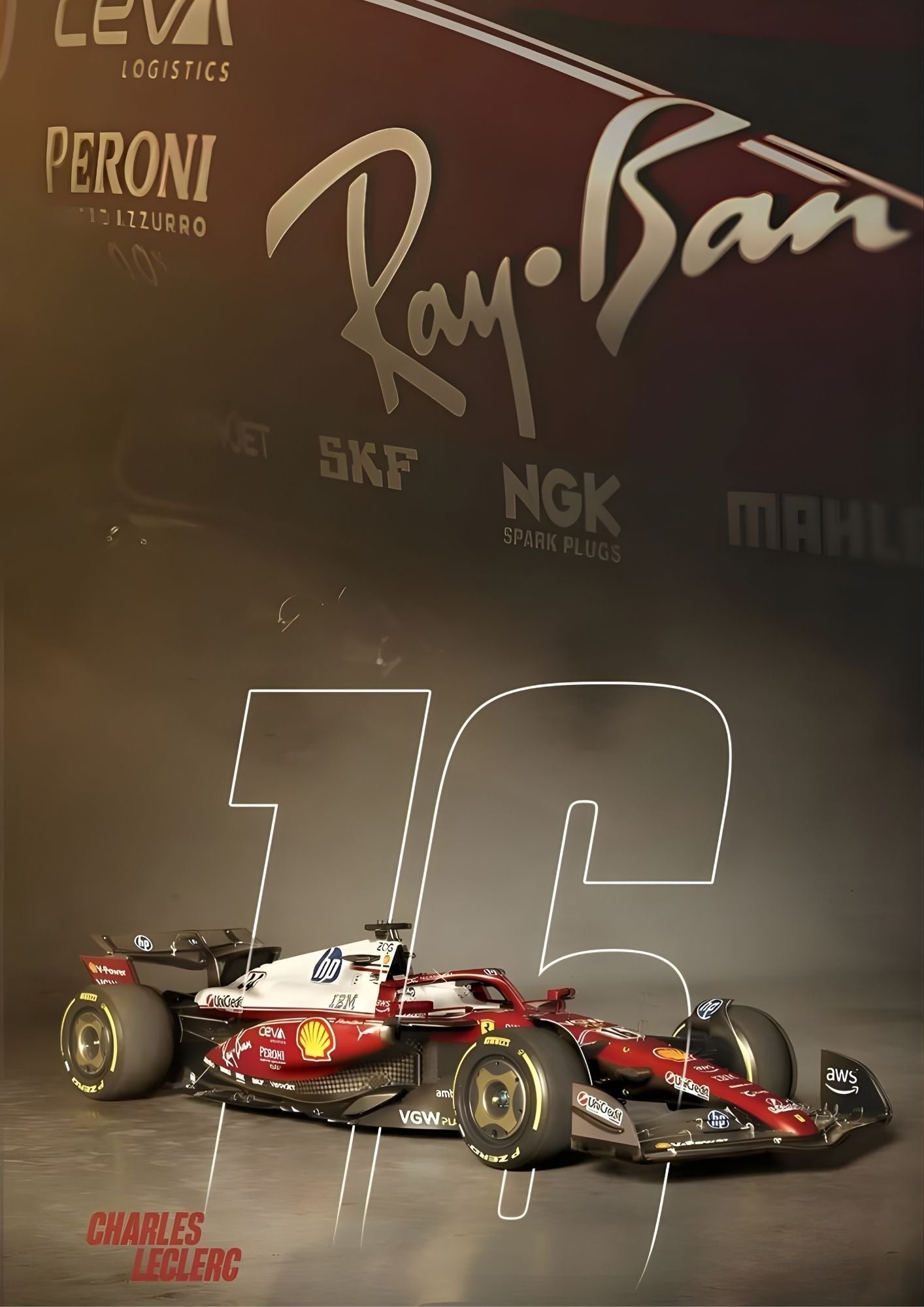 Charles Leclerc Ray-Ban Ferrari Poster