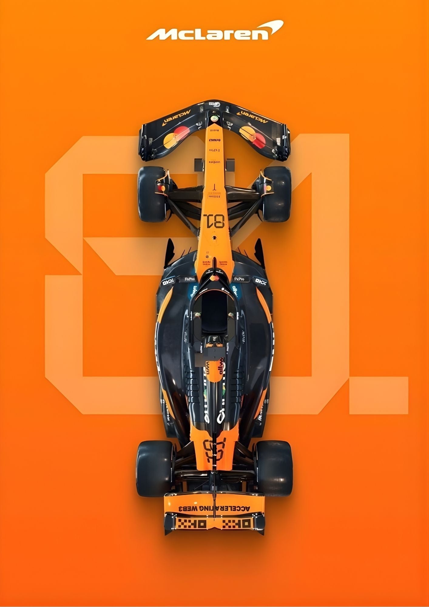 McLaren F1 Top View Orange Poster