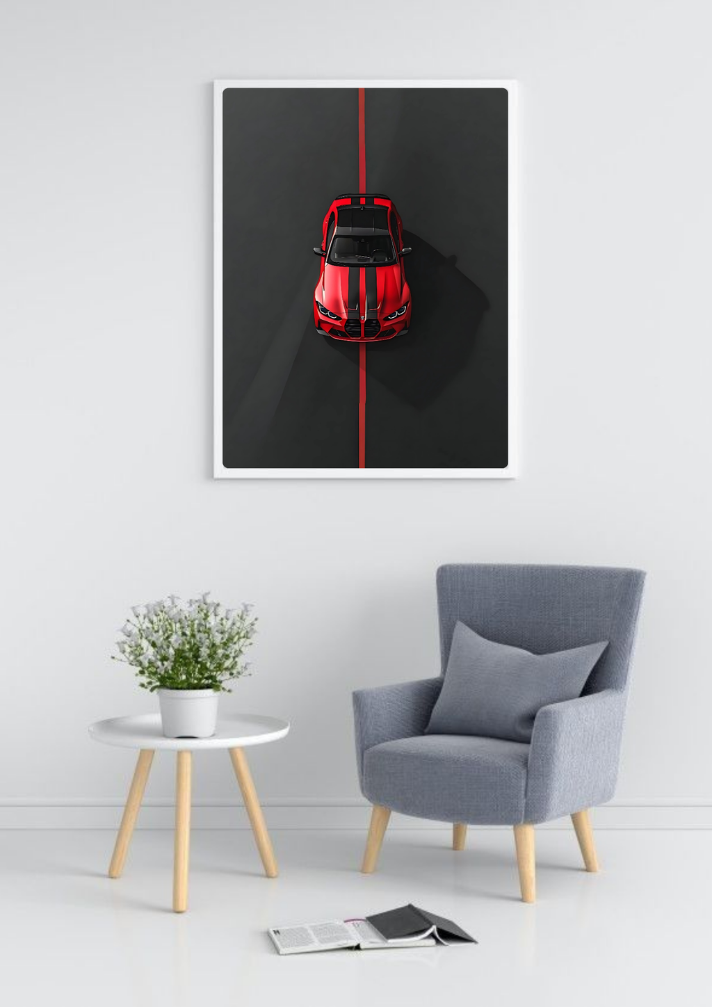 Cartoonish Red Car poster