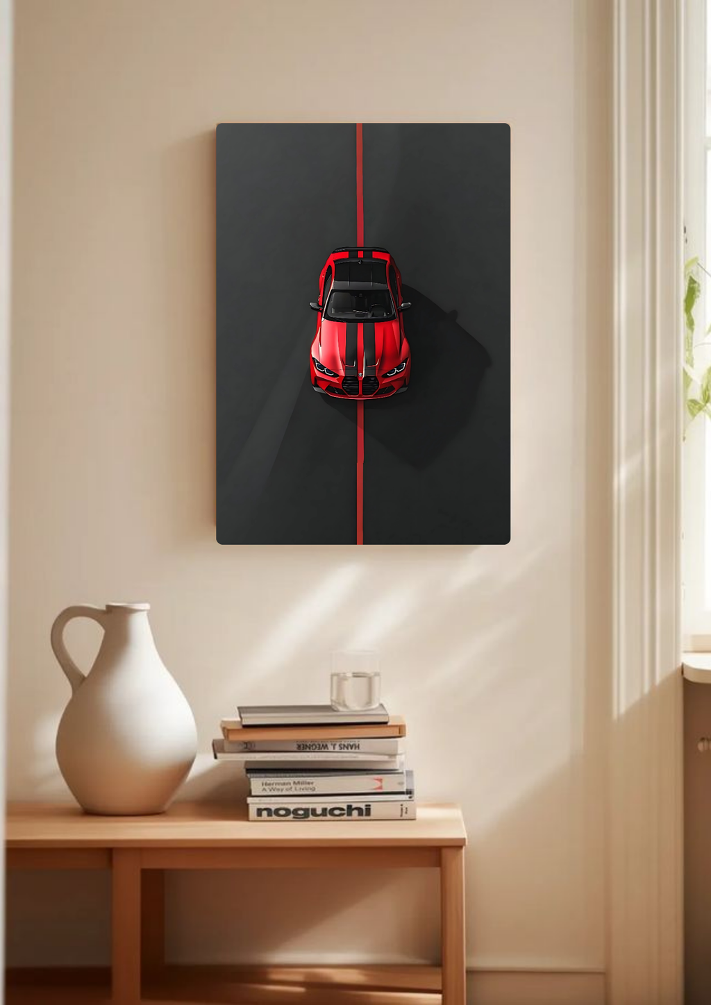 Cartoonish Red Car poster