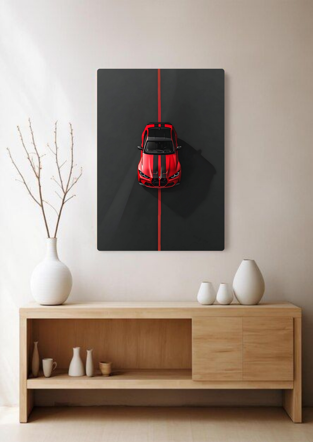 Cartoonish Red Car poster