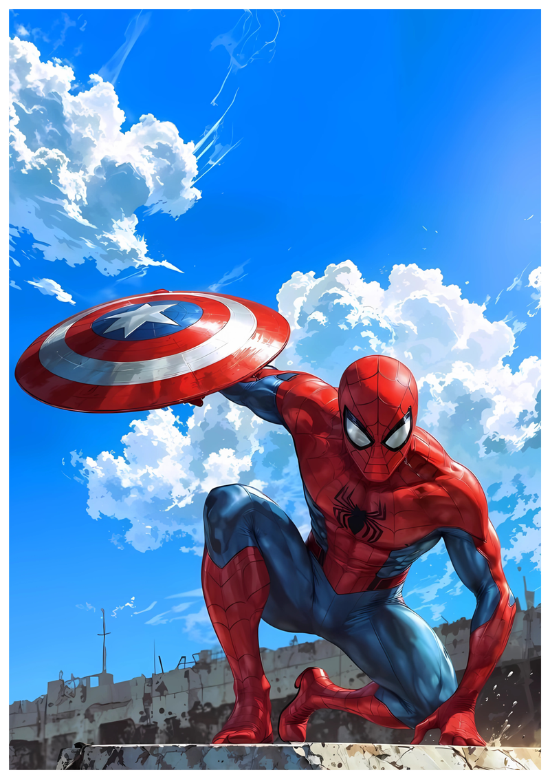 Spiderman with Captain Shield